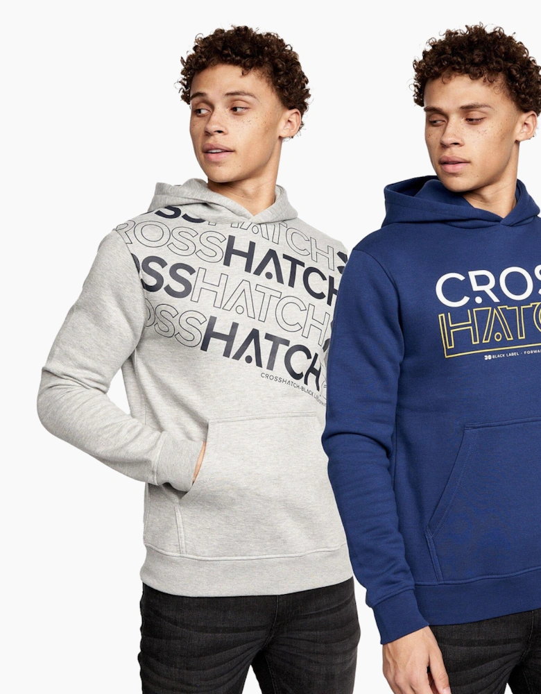 Crosshatch Shardo Hoodie 2pk Mens Navy/Grey Marl