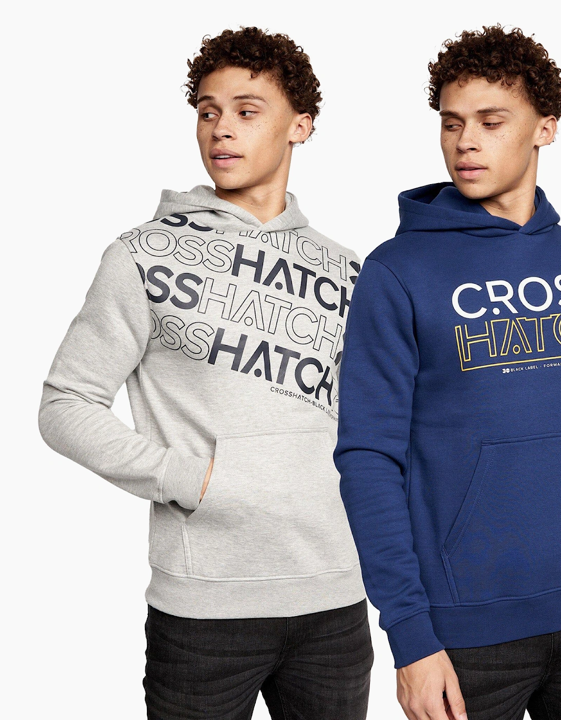 Crosshatch Shardo Hoodie 2pk Mens Navy/Grey Marl