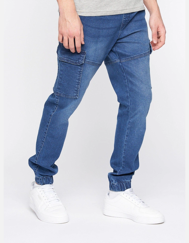 Crosshatch Malimore Cargo Jeans Mens Navy
