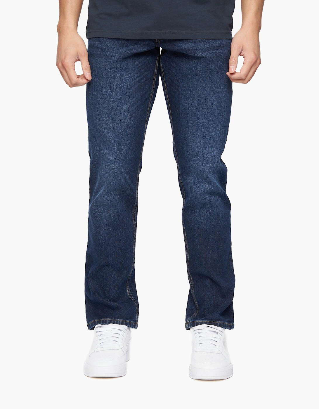 Crosshatch Chas Straight Fit Jeans Mens Dark Wash