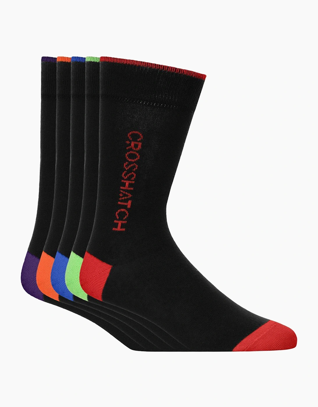 Crosshatch Glowbow Socks Mens 5pk Black