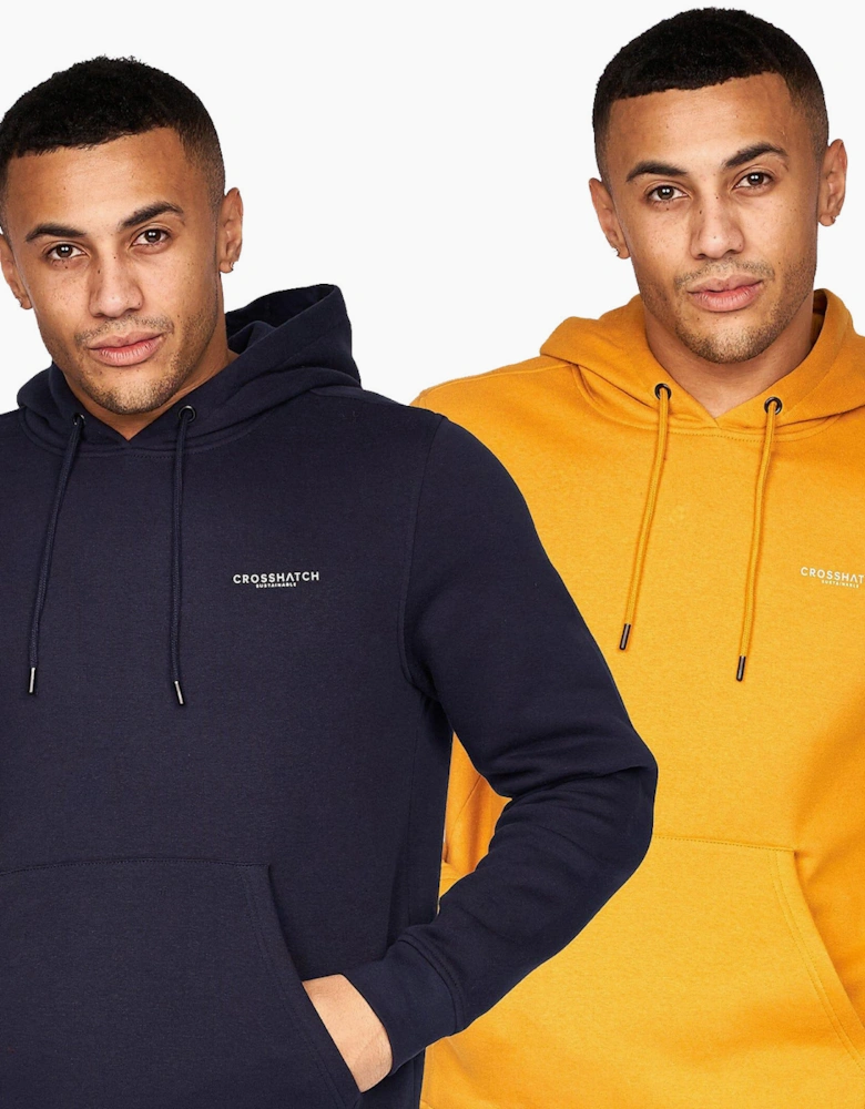 Crosshatch Traymax Hoodie 2pk Mens Navy/Mustard