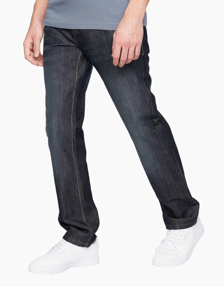 Crosshatch New Embossed Techno Jeans Mens Dark Wash