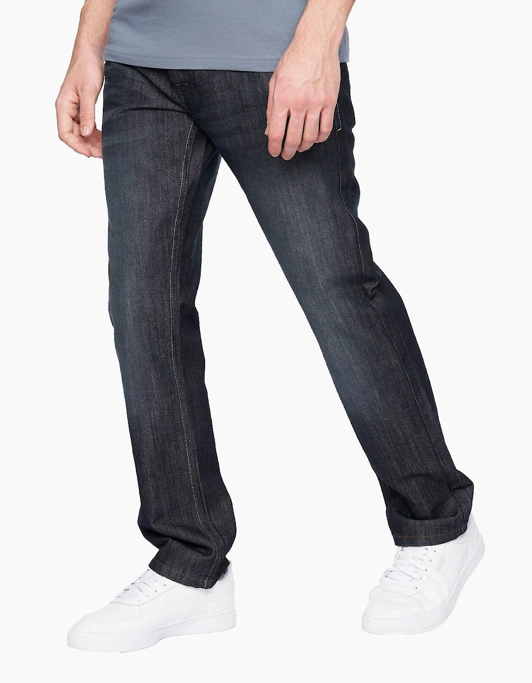 Crosshatch New Embossed Techno Jeans Mens Dark Wash