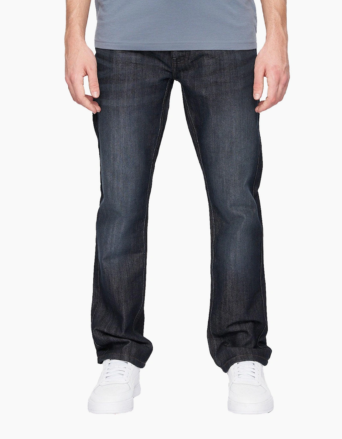 Crosshatch New Embossed Techno Jeans Mens Dark Wash