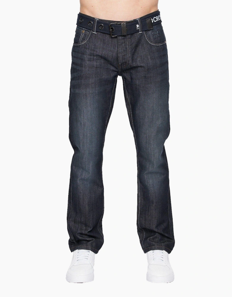 Crosshatch New Embossed Techno Jeans Mens Dark Wash