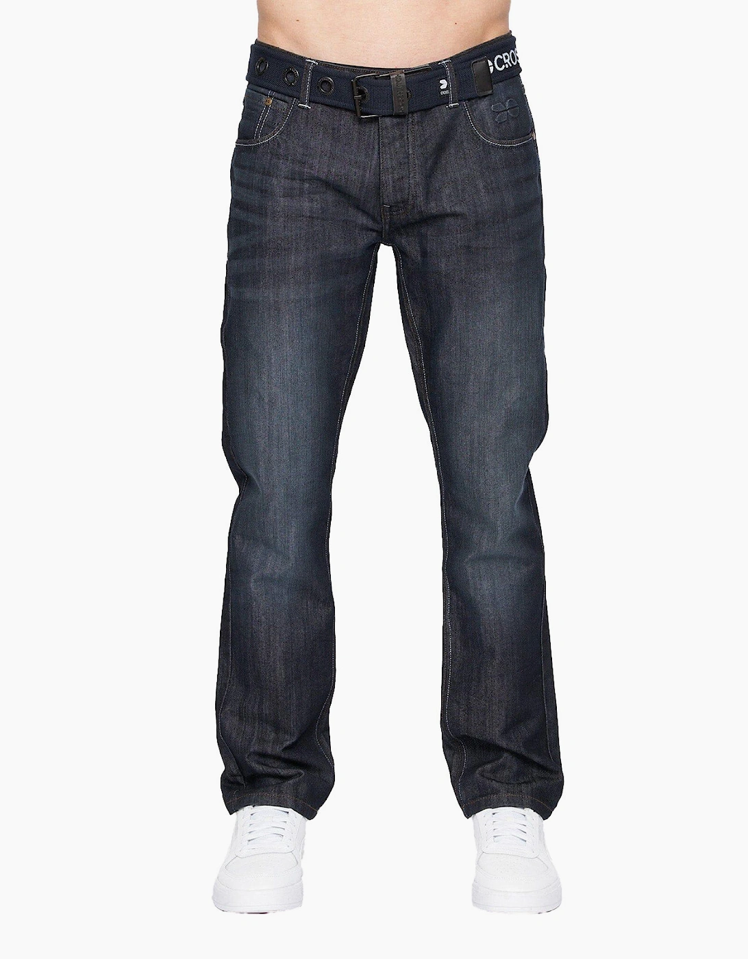 Crosshatch New Embossed Techno Jeans Mens Dark Wash