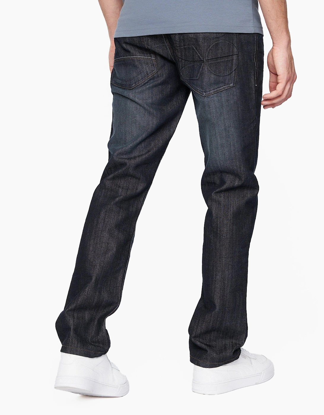 Crosshatch New Embossed Techno Jeans Mens Dark Wash