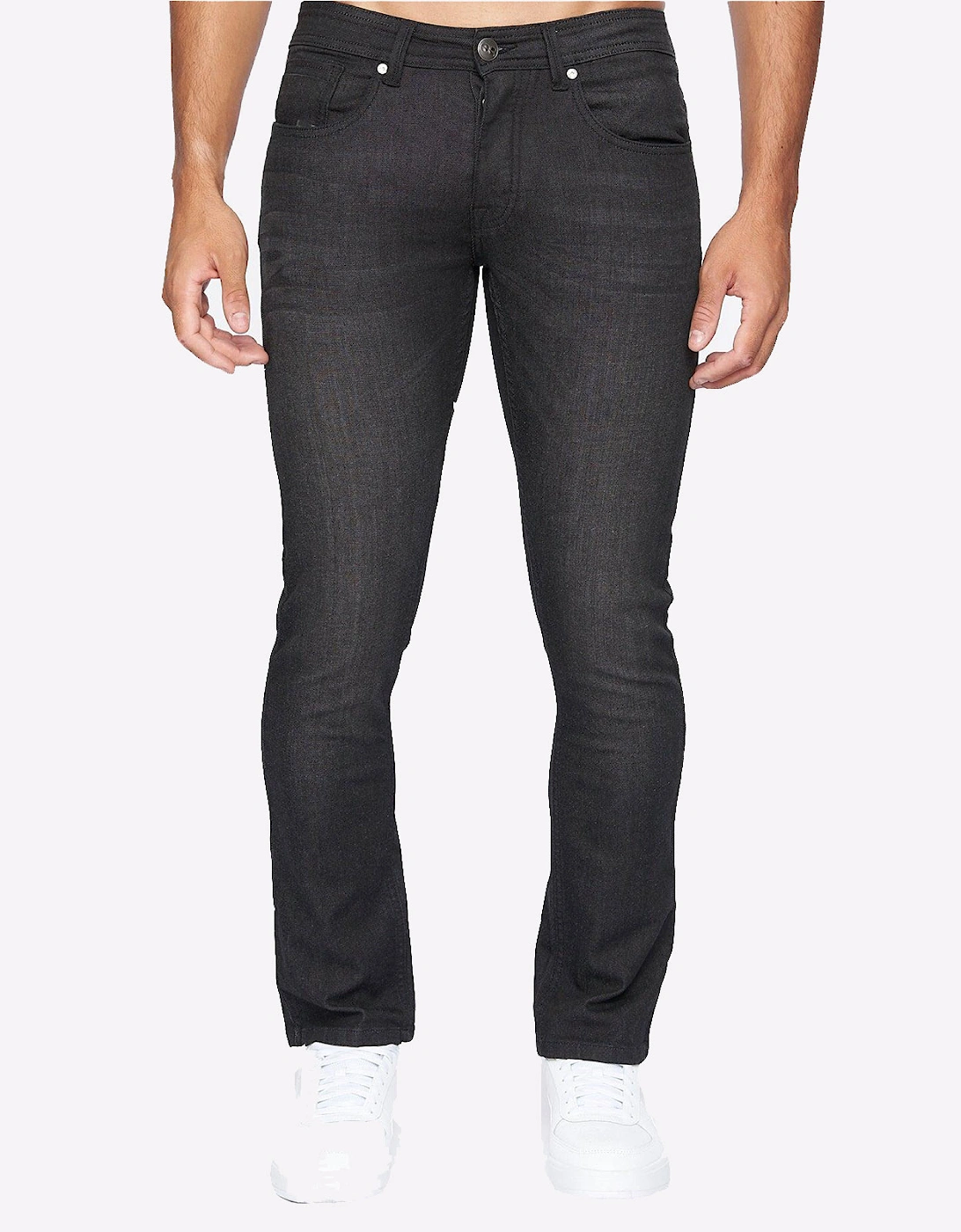 Crosshatch Buraca Slim Fit Jeans Mens Charcoal Wash