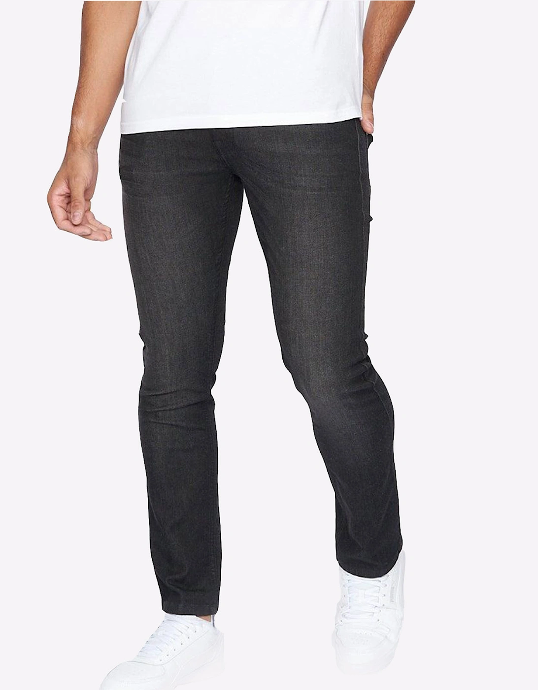 Crosshatch Buraca Slim Fit Jeans Mens Charcoal Wash