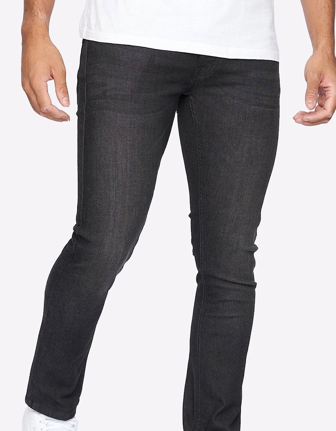 Crosshatch Buraca Slim Fit Jeans Mens Charcoal Wash
