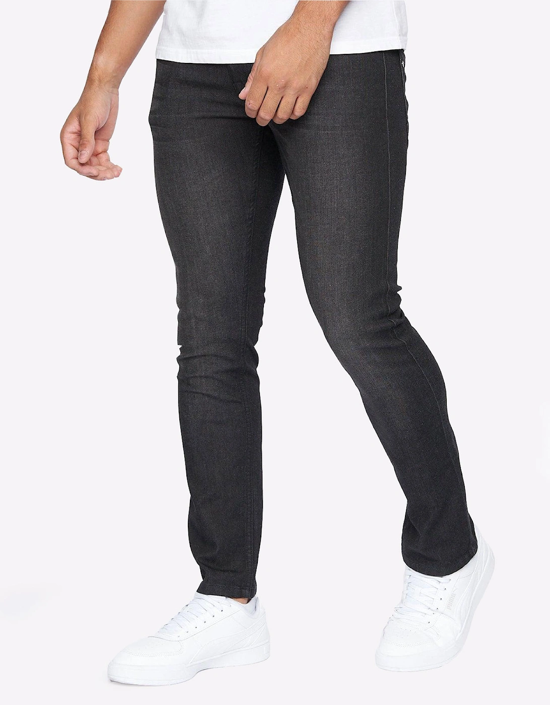 Crosshatch Buraca Slim Fit Jeans Mens Charcoal Wash