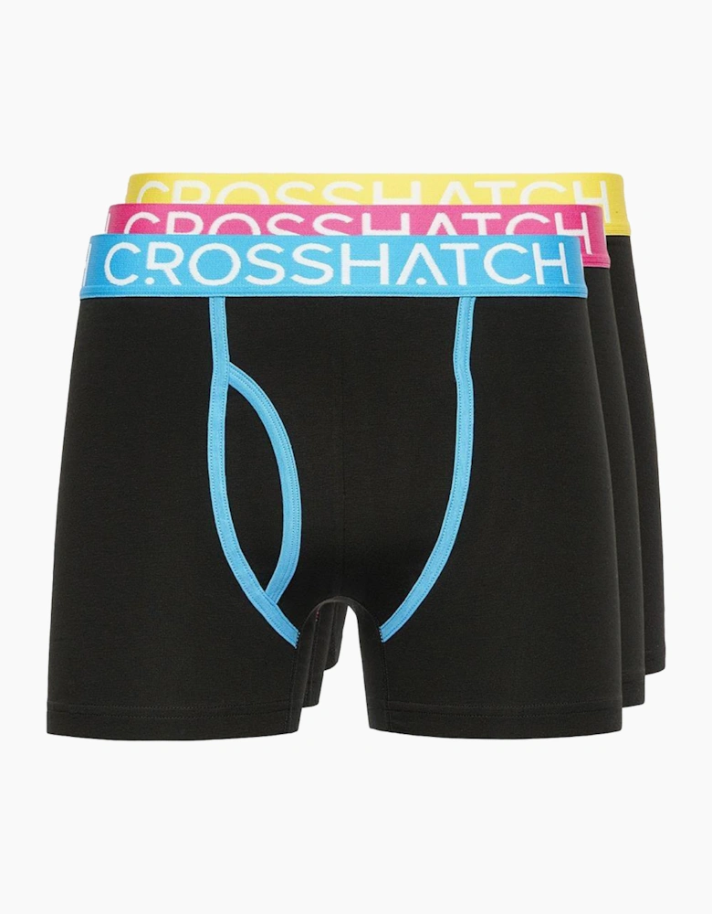 Crosshatch Trioglow Mens Boxer Shorts 3pk Black / Multicoloured