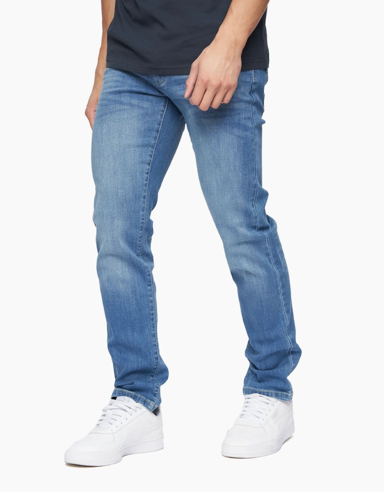 Crosshatch Farrowed Jeans Mens Stone Wash
