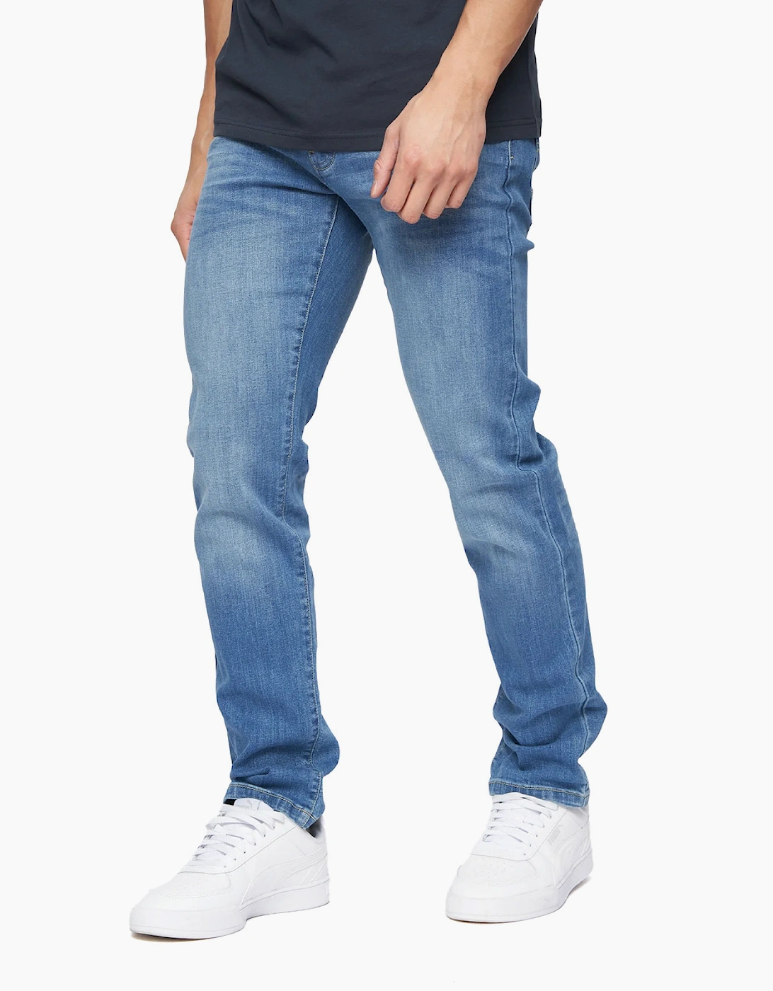 Crosshatch Farrowed Jeans Mens Stone Wash