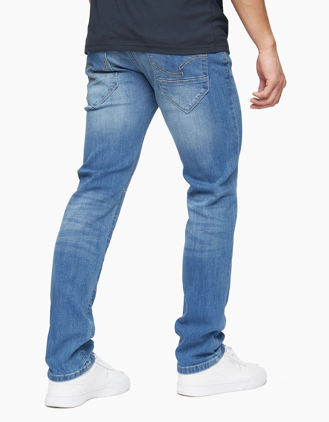 Crosshatch Farrowed Jeans Mens Stone Wash