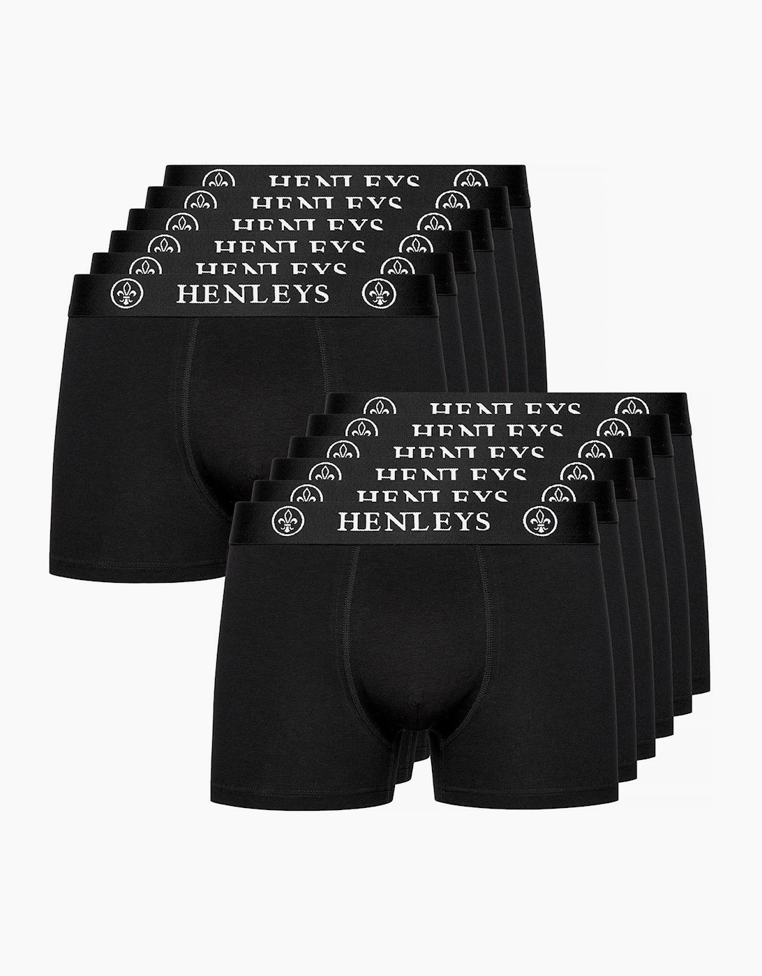 Men's Henleys McBlacken Boxer Shorts 12pk Mens Black - Size: UK s