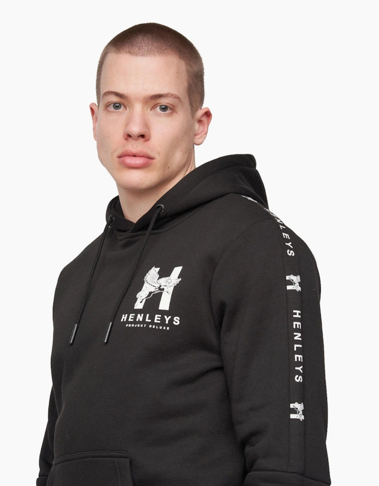 Henleys Tapehen Hoodie Mens Black