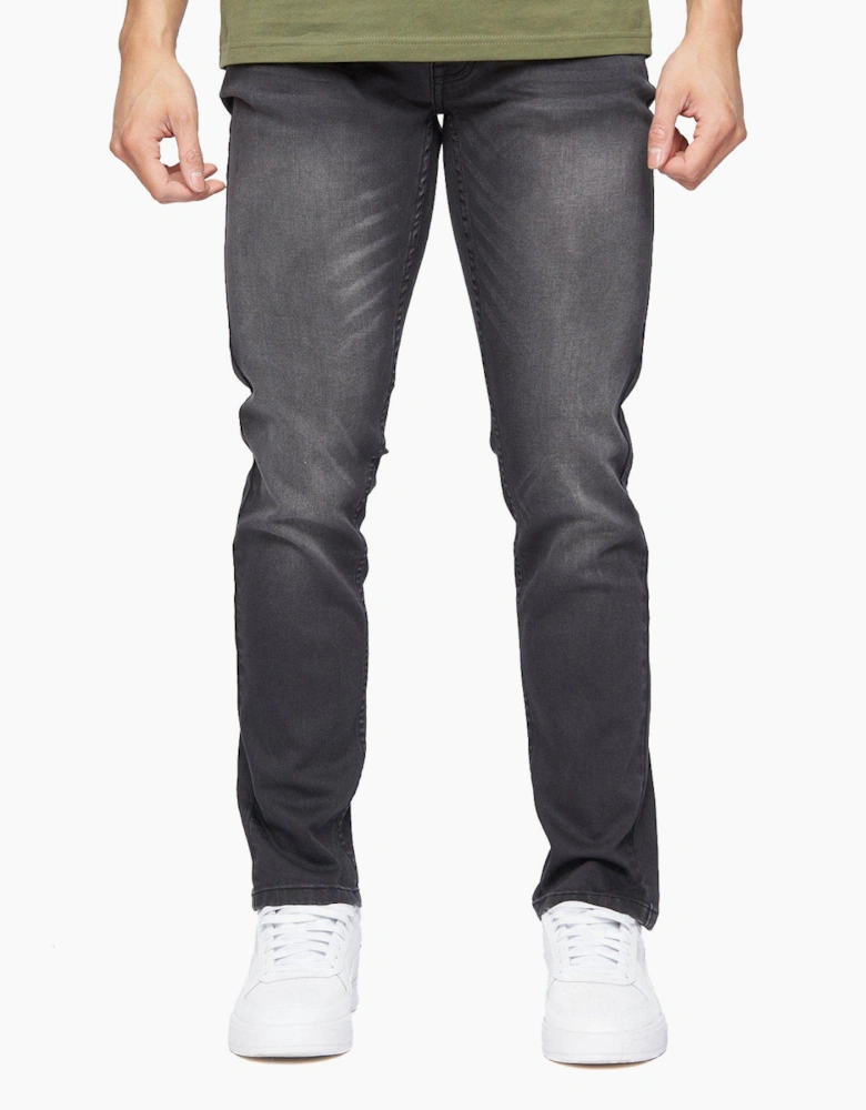 Crosshatch Malcolm Slim Fit Jeans Mens Dark Charcoal