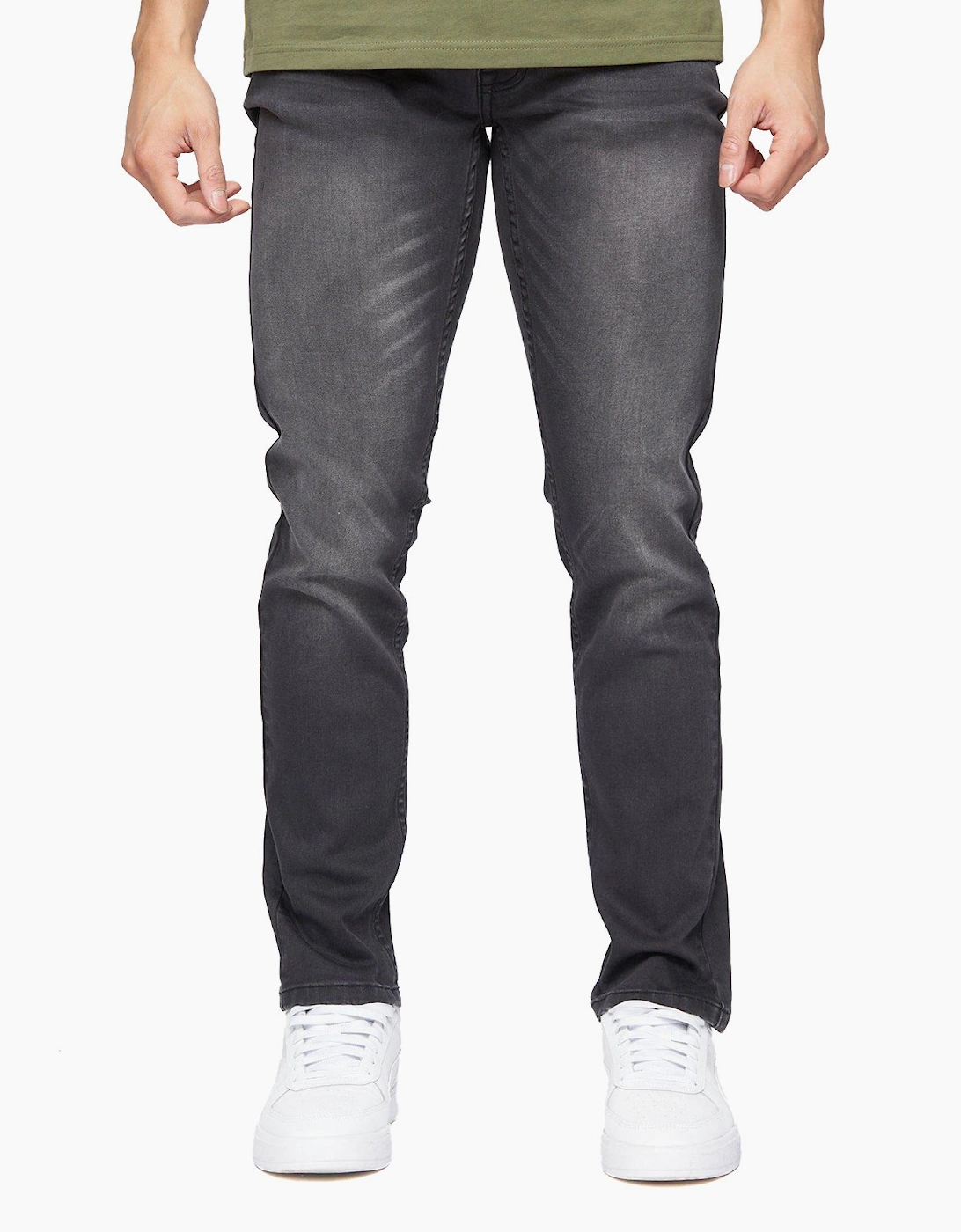 Crosshatch Malcolm Slim Fit Jeans Mens Dark Charcoal