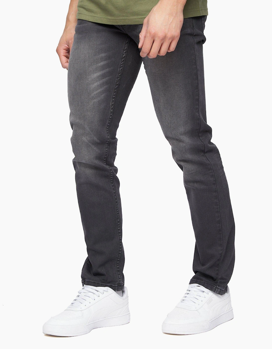 Crosshatch Malcolm Slim Fit Jeans Mens Dark Charcoal
