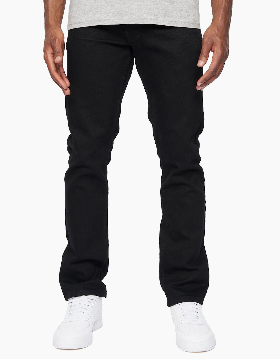 Crosshatch Cadman Straight Leg Jeans Mens Solid Black
