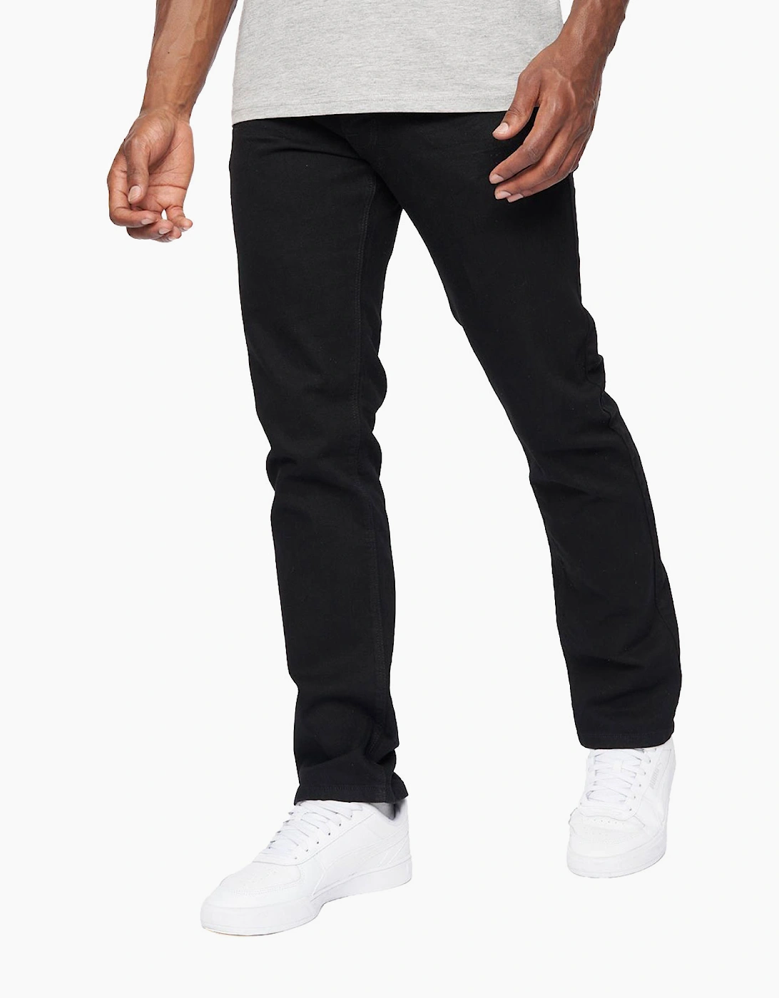 Crosshatch Cadman Straight Leg Jeans Mens Solid Black