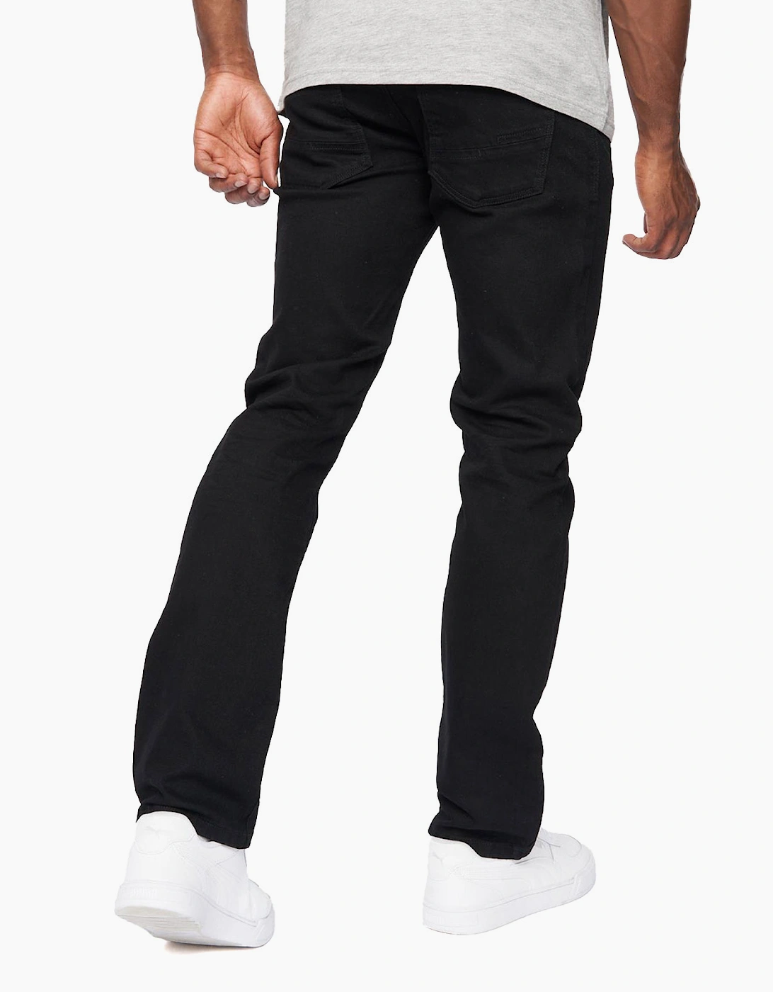 Crosshatch Cadman Straight Leg Jeans Mens Solid Black