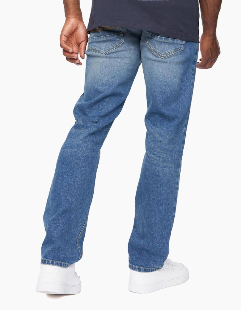 Crosshatch Chas Straight Fit Jeans Mens Mid Wash