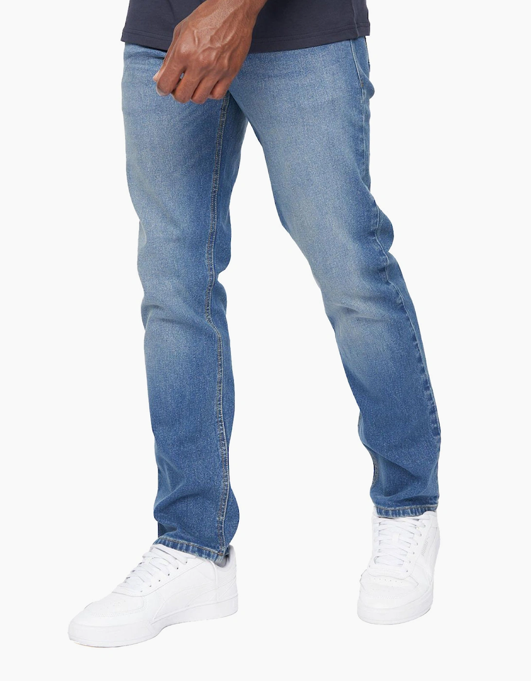 Crosshatch Chas Straight Fit Jeans Mens Mid Wash