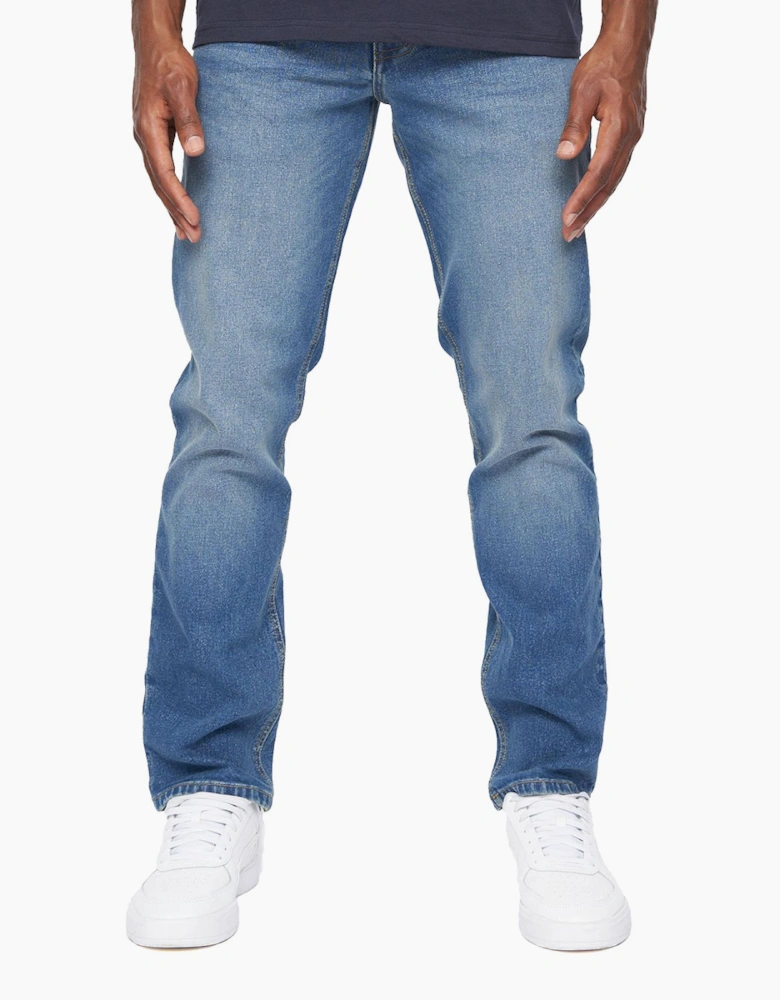 Crosshatch Chas Straight Fit Jeans Mens Mid Wash
