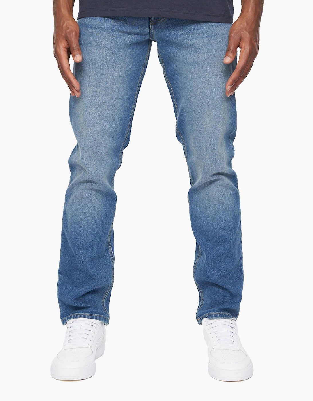 Crosshatch Chas Straight Fit Jeans Mens Mid Wash
