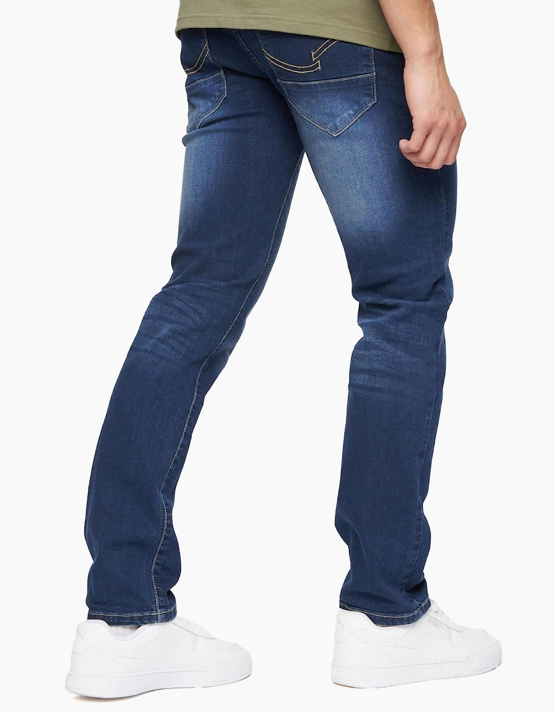 Crosshatch Farrowed Straight Fit Jeans Mens Dark Wash