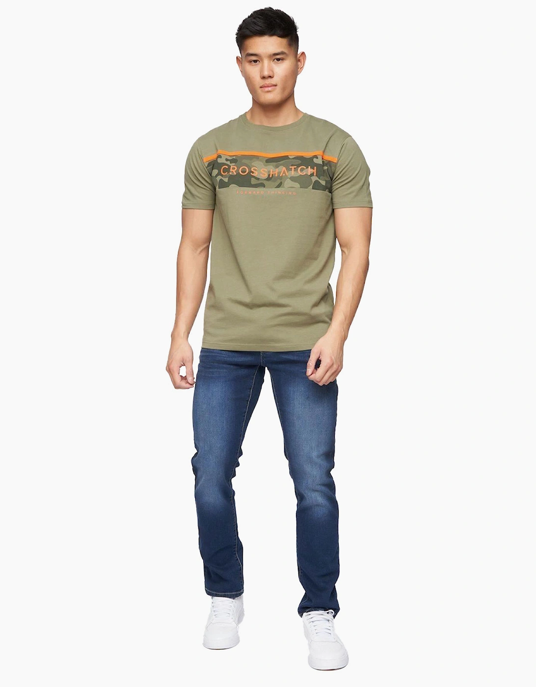 Crosshatch Farrowed Straight Fit Jeans Mens Dark Wash