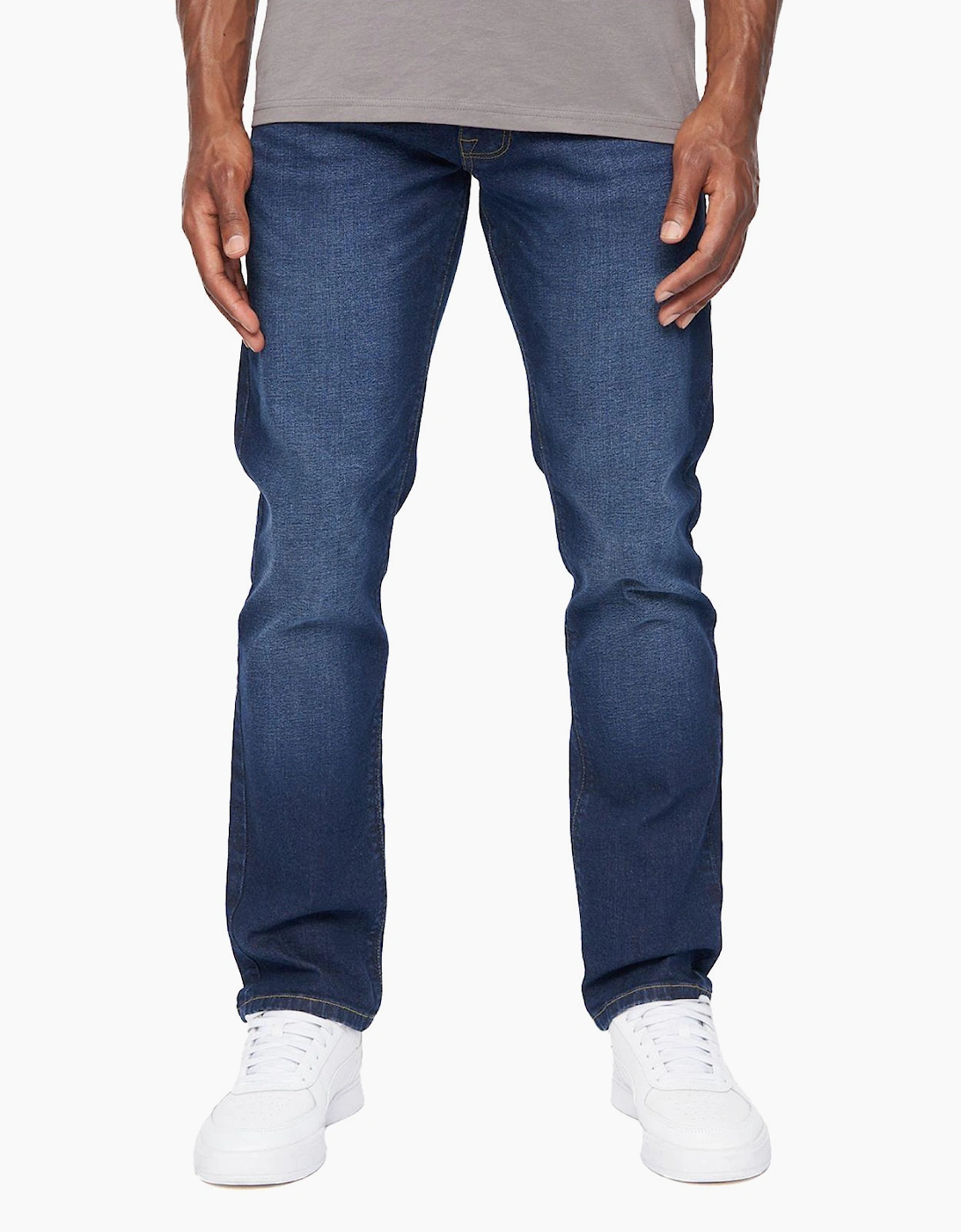 Crosshatch Cadman Straight Fit Jeans Mens Dark Wash