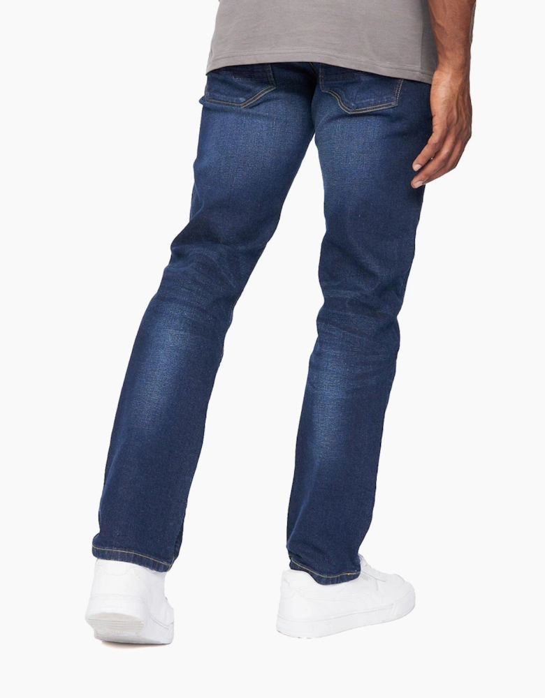 Crosshatch Cadman Straight Fit Jeans Mens Dark Wash