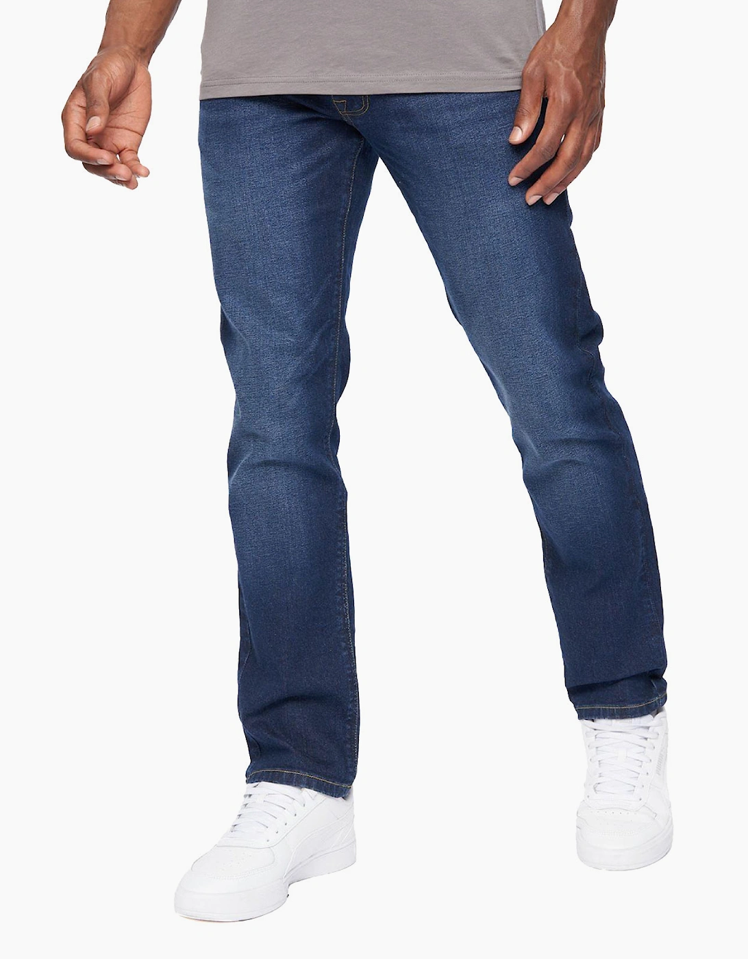 Crosshatch Cadman Straight Fit Jeans Mens Dark Wash