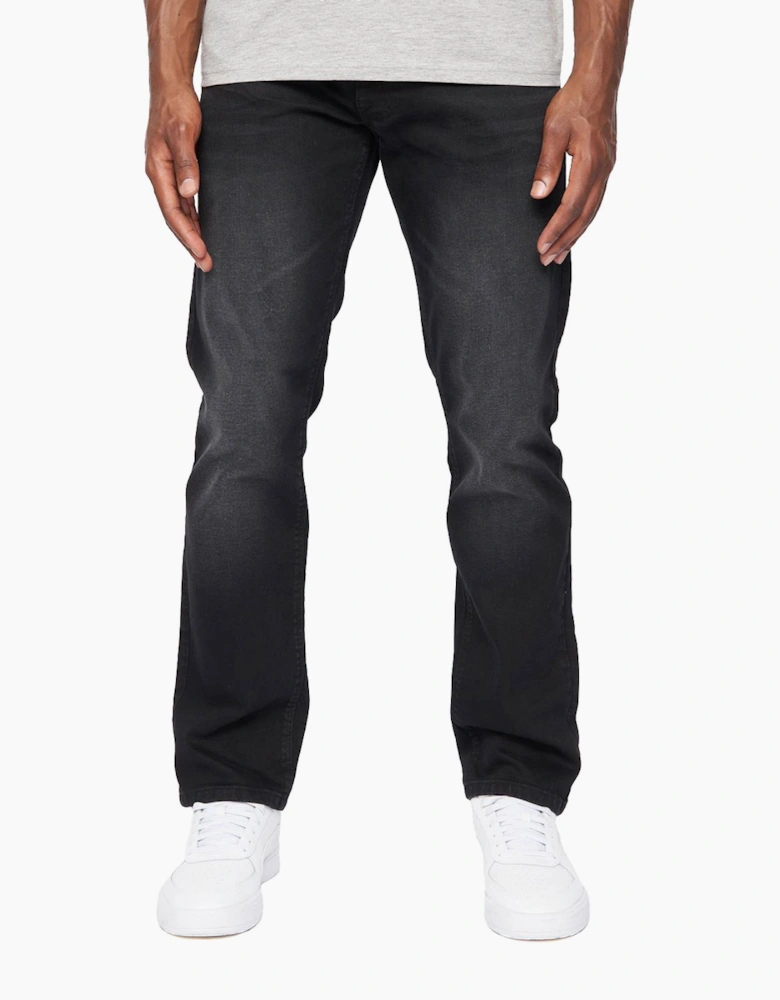 Crosshatch Cadman Straight Jeans Mens Black Wash