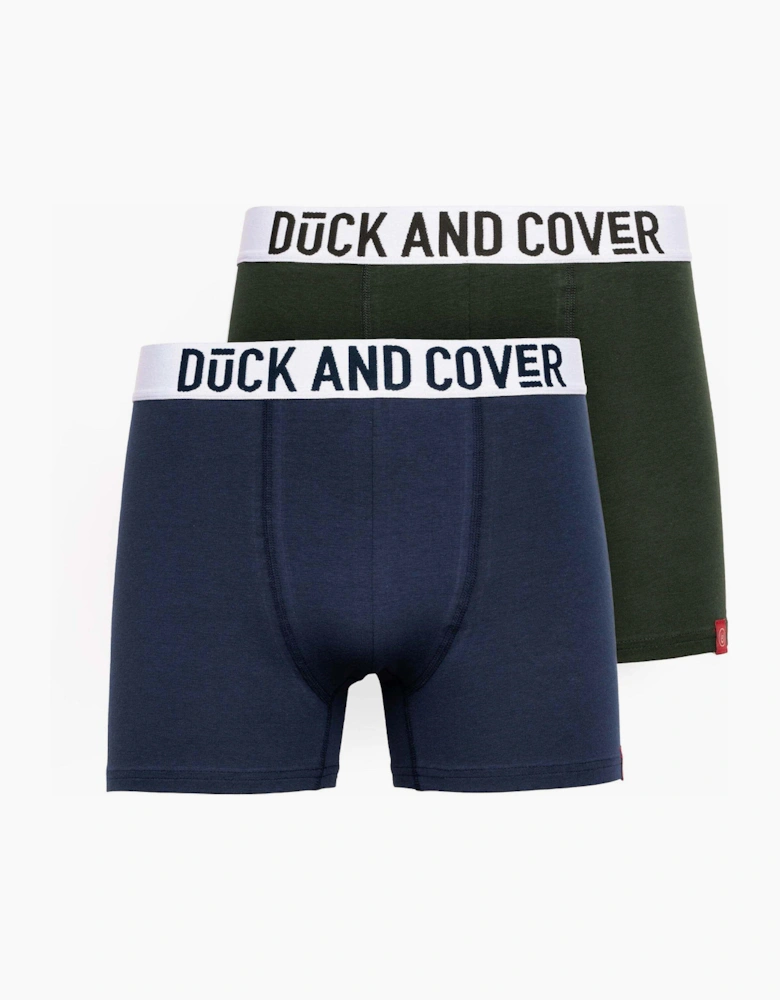 Duck And Cover Galton 2pk Boxer Shorts Mens Green / Navy