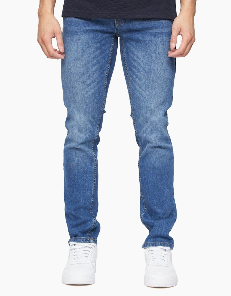 Crosshatch Malcolm Slim Fit Jeans Mens Stone Wash