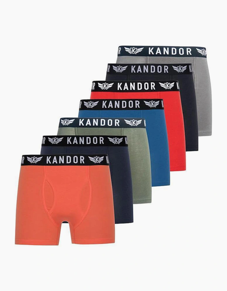 Kandor Bambers 7pk Boxer Shorts Mens Orange / Assorted