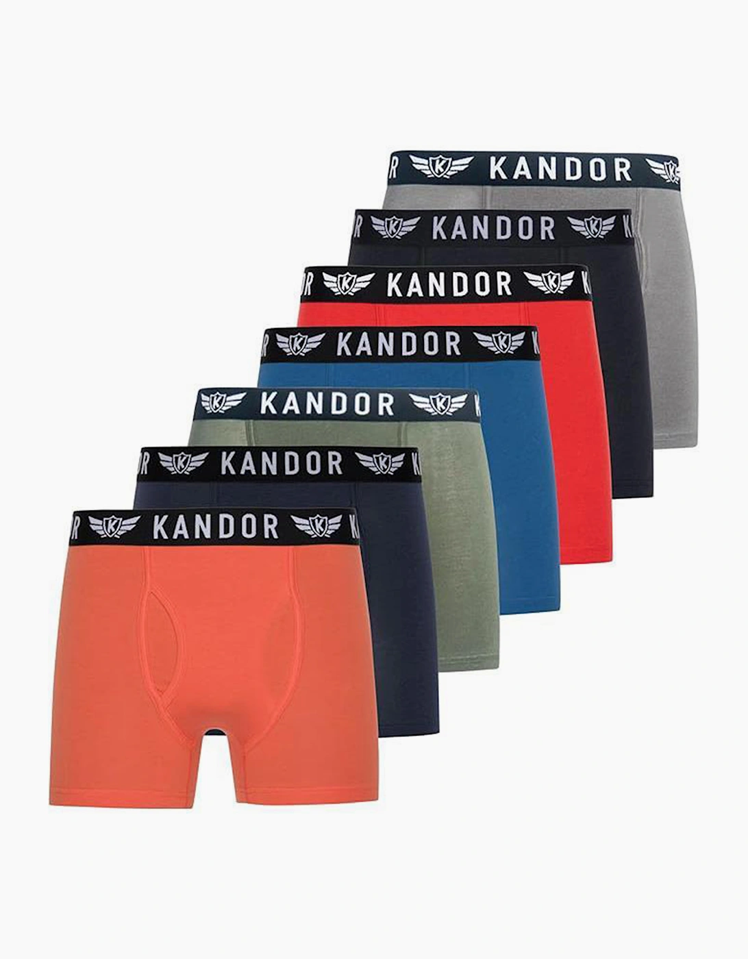 Kandor Bambers 7pk Boxer Shorts Mens Orange / Assorted