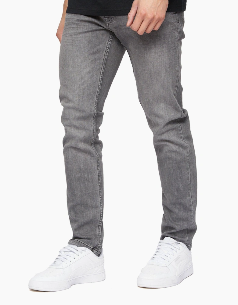 Crosshatch Malcolm Slim Fit Jeans Mens Light Grey Wash