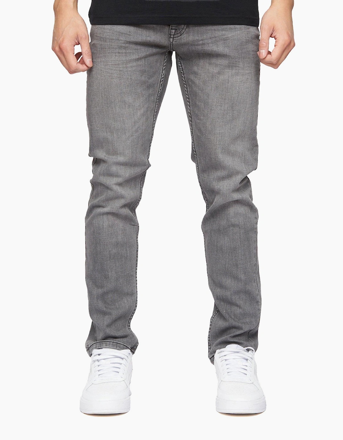 Crosshatch Malcolm Slim Fit Jeans Mens Light Grey Wash