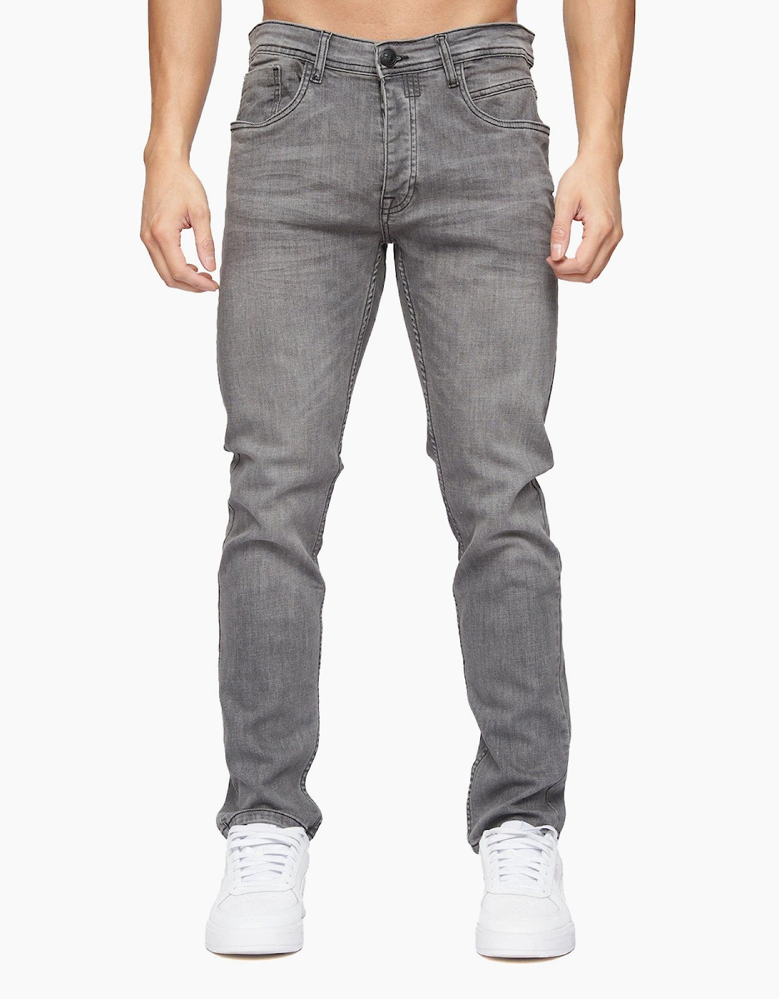 Crosshatch Malcolm Slim Fit Jeans Mens Light Grey Wash