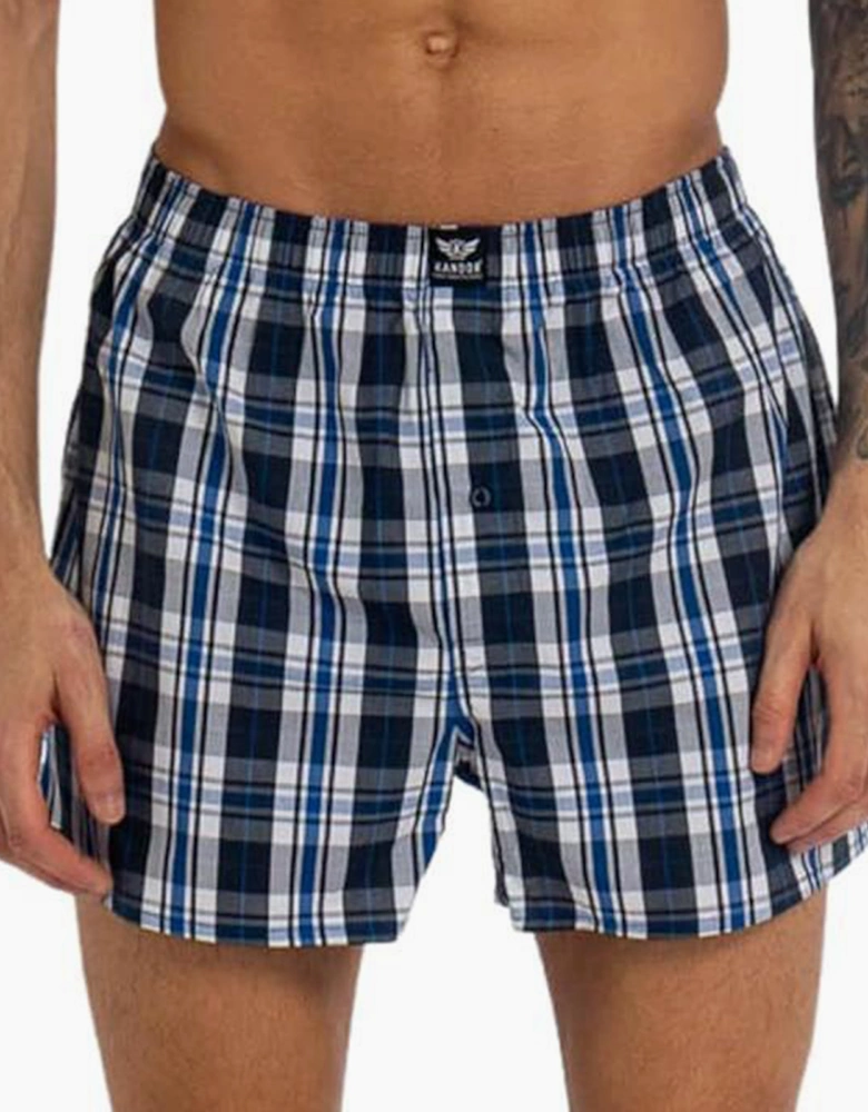 Kandor Daxhe 6pk Boxer Shorts Mens Blue Check