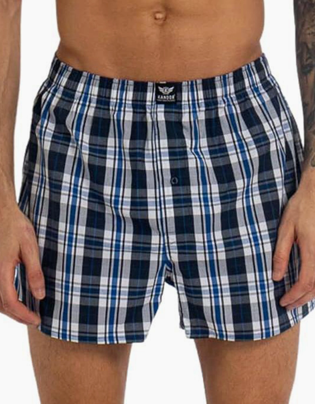 Kandor Daxhe 6pk Boxer Shorts Mens Blue Check