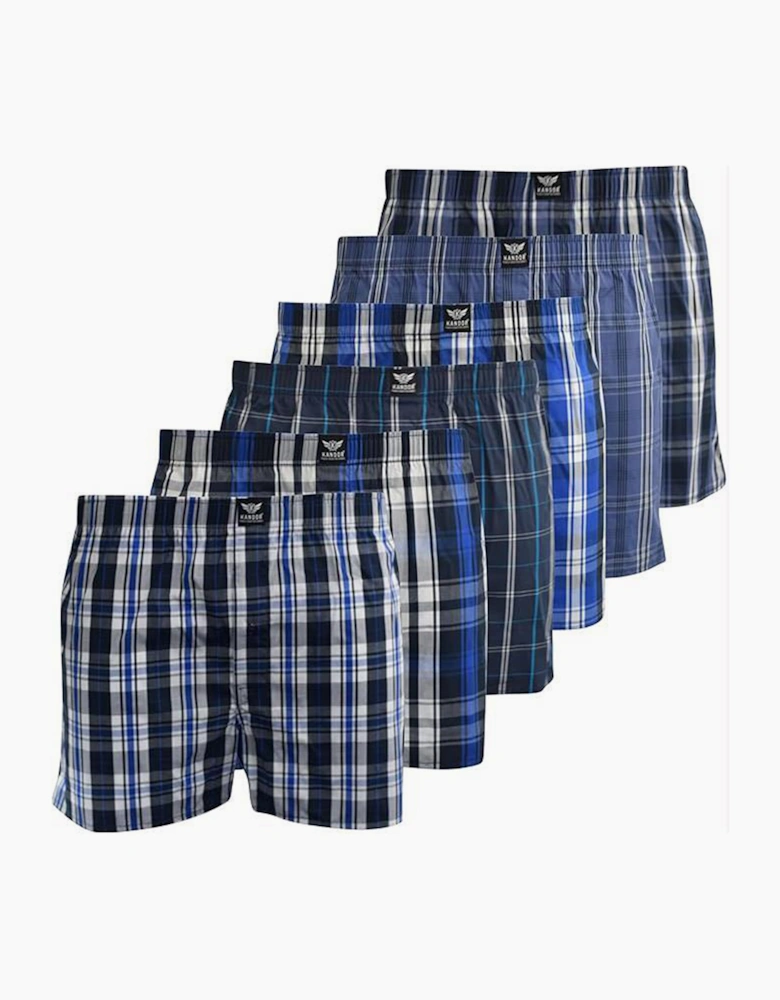 Kandor Daxhe 6pk Boxer Shorts Mens Blue Check