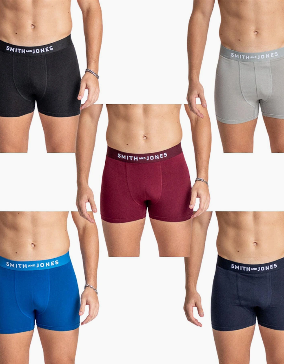 Smith & Jones Graylen 5pk Boxer Shorts Mens Assorted