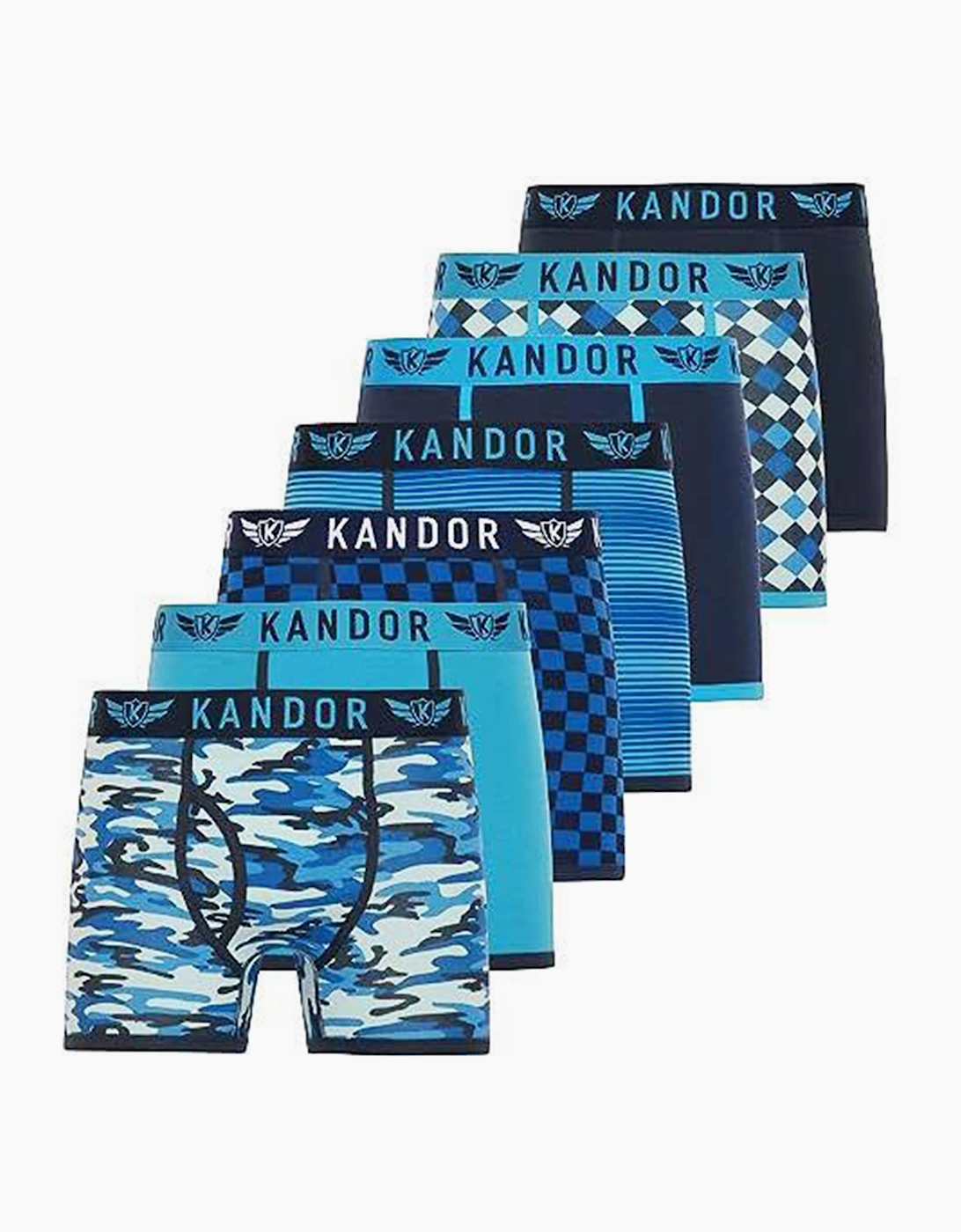 Kandor Jeckers 7pk Boxer Shorts Mens Blue / Navy